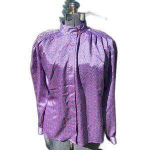 Vintage 80s Lady Arrow Secretary High Neck Blouse Size 12